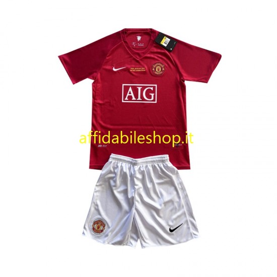 Maglia Manchester United Champion League 2007 Bambino 3-13 anni Manica Corta, Gara Home