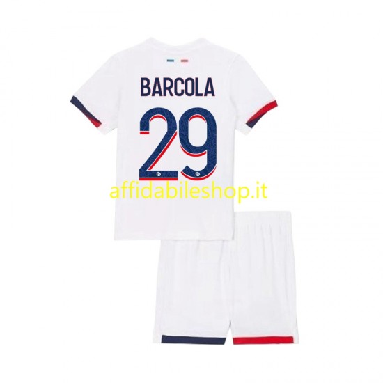 Maglia Paris Saint-Germain Bradley Barcola 29 2024-2025 Bambino 3-13 anni Manica Corta, Gara Away