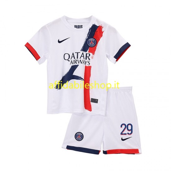 Maglia Paris Saint-Germain Bradley Barcola 29 2024-2025 Bambino 3-13 anni Manica Corta, Gara Away