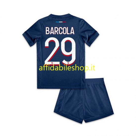 Maglia Paris Saint-Germain Bradley Barcola 29 2024-2025 Bambino 3-13 anni Manica Corta, Gara Home