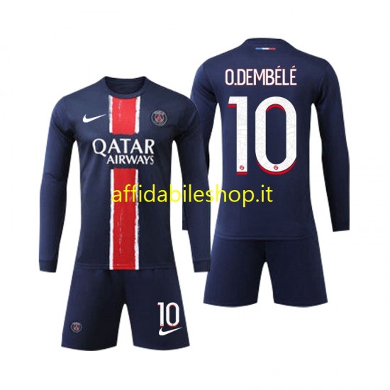 Maglia Paris Saint-Germain O Dembele 10 2024-2025 Bambino 3-13 anni Manica Lunga, Gara Home