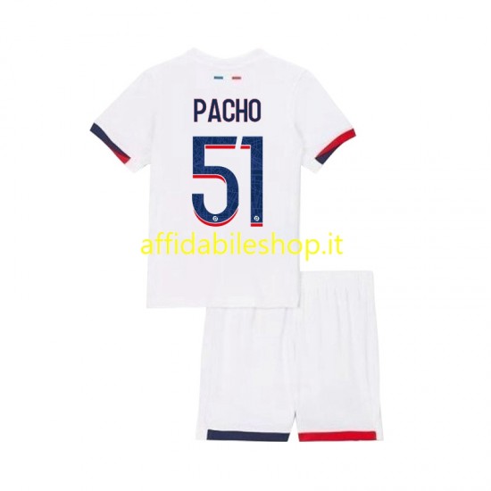 Maglia Paris Saint-Germain Willian Pacho 51 2024-2025 Bambino 3-13 anni Manica Corta, Gara Away