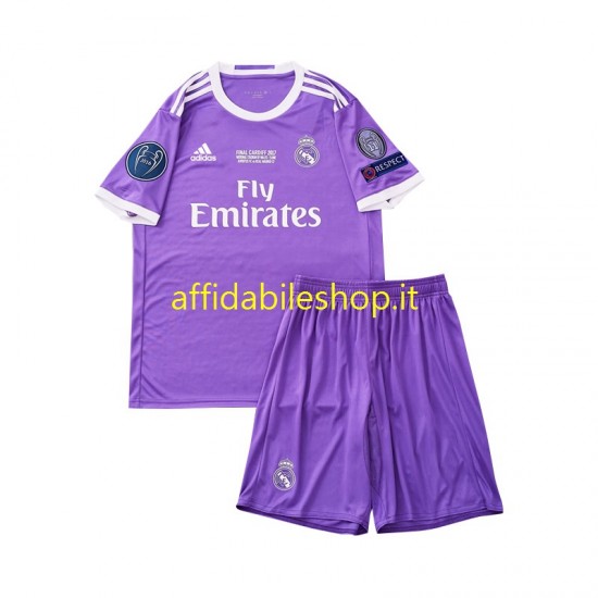 Maglia Real Madrid Retro 2016 Bambino 3-13 anni Manica Corta, Gara Away