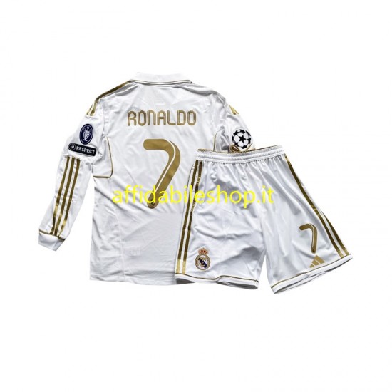 Maglia Real Madrid Cristiano Ronaldo 7 2011 Bambino 3-13 anni Manica Lunga, Gara Home