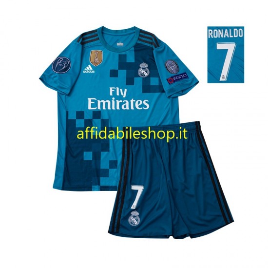 Maglia Real Madrid Cristiano Ronaldo 7 Retro 2017 Bambino 3-13 anni Manica Corta, Gara Terza