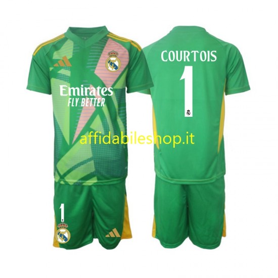 Maglia Real Madrid Portiere Thibaut Courtois 1 2024-2025 Bambino 3-13 anni Manica Corta, Gara Terza