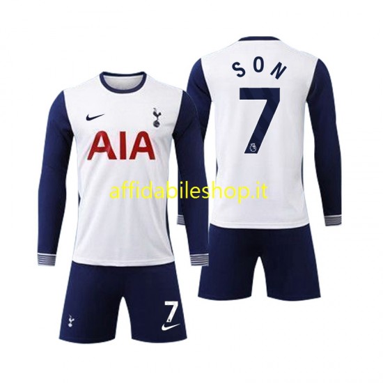 Maglia Tottenham Spurs Son 7 2024-2025 Bambino 3-13 anni Manica Lunga, Gara Home