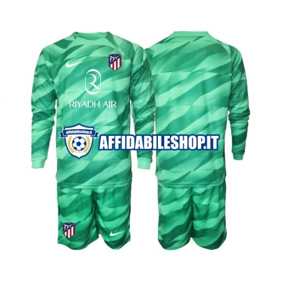 Maglia Atlético Madrid Portiere Verde 2023-2024 Bambino 3-13 anni Manica Lunga, Gara Away