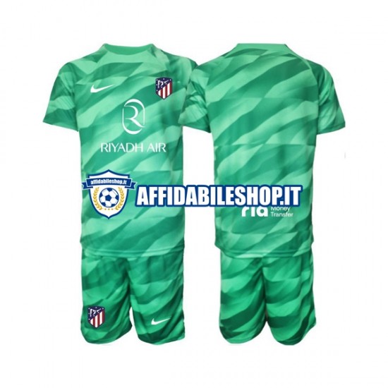 Maglia Atlético Madrid Portiere Verde 2023-2024 Bambino 3-13 anni Manica Corta, Gara Away