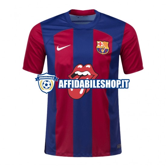 Maglia FC Barcelona Rolling Stones 2023-2024 Uomo Manica Corta, Gara Home