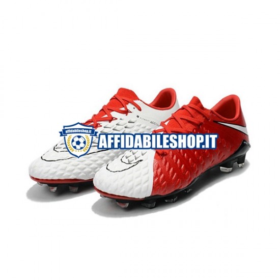 Rosso Bianco Nike HyperVenom Phantom III Elite FG Scarpe calcio