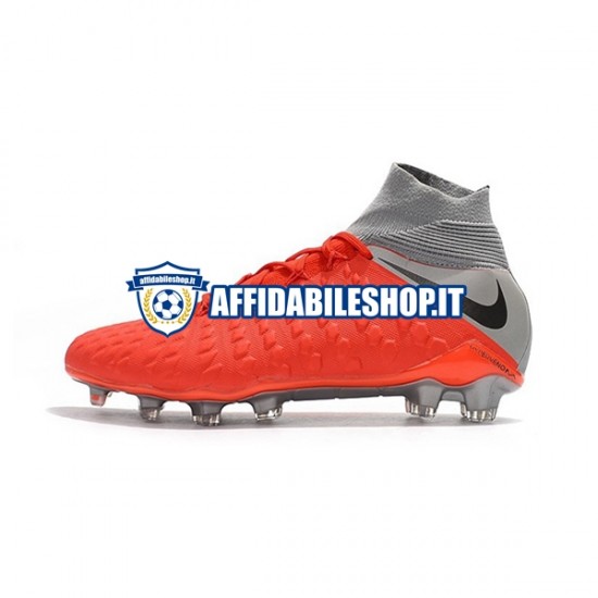 Rosso Grigio Nike Hypervenom Phantom 3 Elite DF FG Scarpe calcio