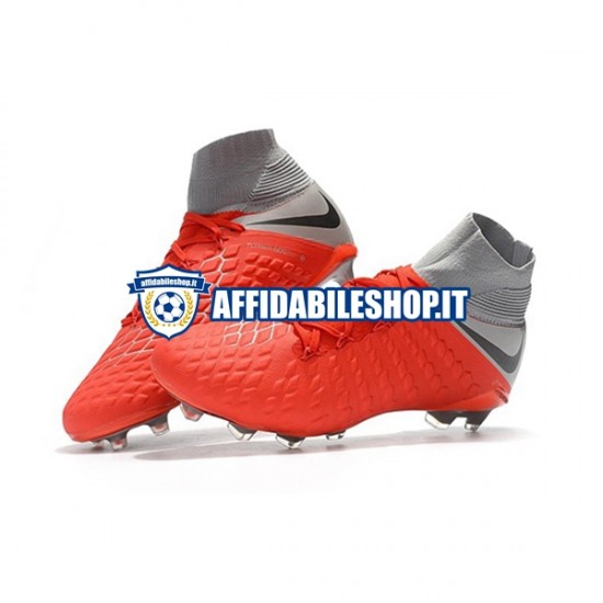 Rosso Grigio Nike Hypervenom Phantom 3 Elite DF FG Scarpe calcio