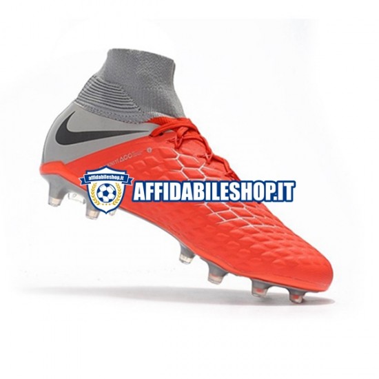 Rosso Grigio Nike Hypervenom Phantom 3 Elite DF FG Scarpe calcio