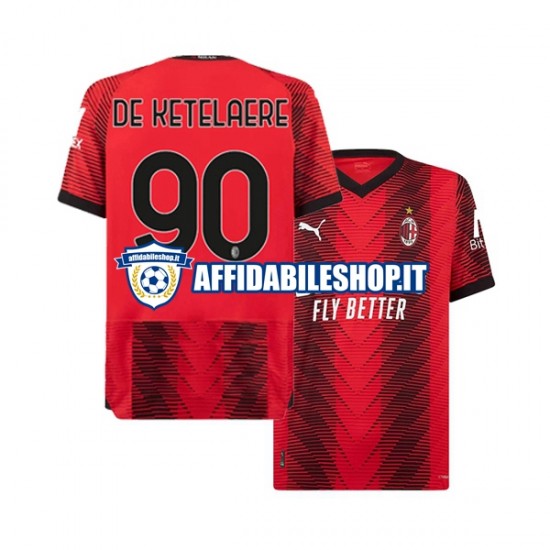 Maglia AC Milan Charles De Ketelaere 90 2023-2024 Uomo Manica Corta, Gara Home