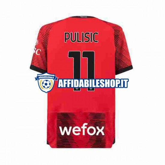 Maglia AC Milan Christian Pulisic 11 2023-2024 Uomo Manica Corta, Gara Home