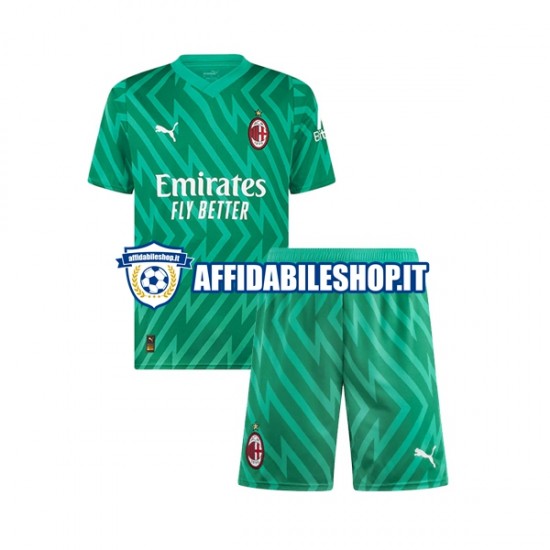 Maglia AC Milan Portiere 2023-2024 Bambino 3-13 anni Manica Corta, Gara Home