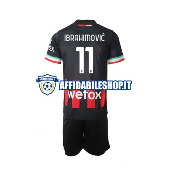 Maglia AC Milan Ibrahimovic 11 2022-2023 Bambino 3-13 anni Manica Corta, Gara Home