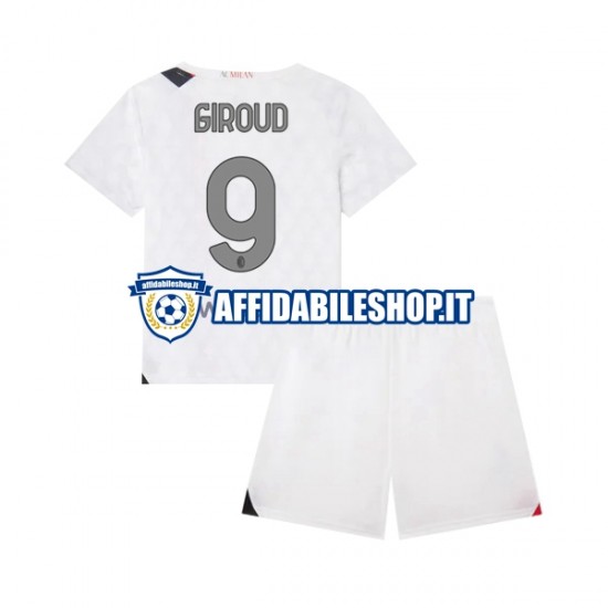 Maglia AC Milan Olivier Giroud 9 2023-2024 Bambino 3-13 anni Manica Corta, Gara Away