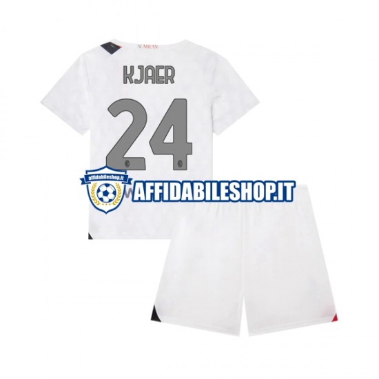 Maglia AC Milan Simon Kjaer 24 2023-2024 Bambino 3-13 anni Manica Corta, Gara Away