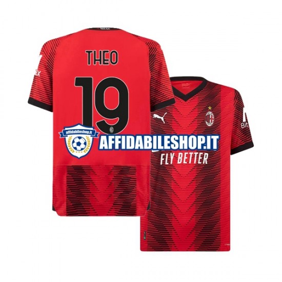 Maglia AC Milan Theo Hernandez 19 2023-2024 Uomo Manica Corta, Gara Home