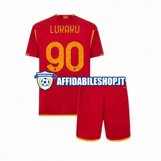 Maglia AS Roma Romelu Lukaku 90 2023-2024 Bambino 3-13 anni Manica Corta, Gara Home