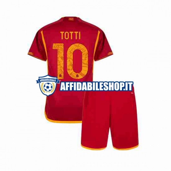 Maglia AS Roma Totti 10 2023-2024 Bambino 3-13 anni Manica Corta, Gara Home