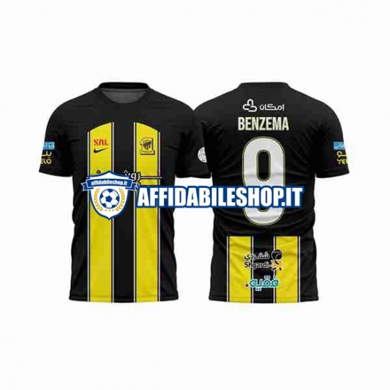 Maglia Al-Ittihad BENZEMA 9 2023-2024 Uomo Manica Corta, Gara Home