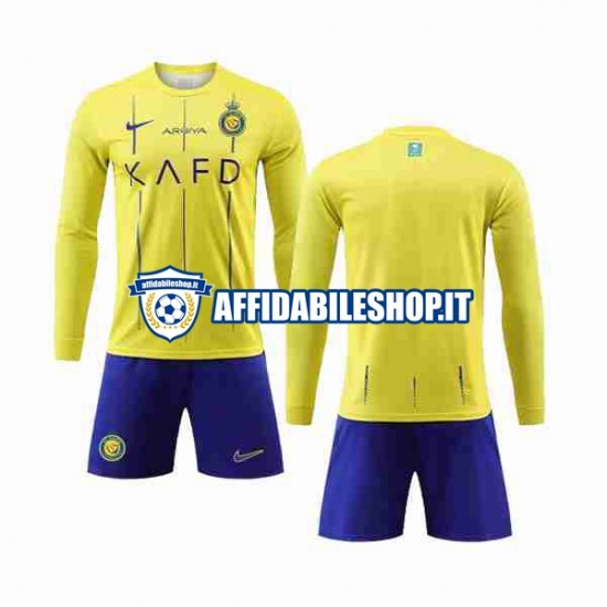 Maglia Al-Nassr 2023-2024 Bambino 3-13 anni Manica Lunga, Gara Home