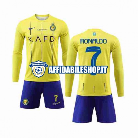 Maglia Al-Nassr Cristiano Ronaldo 7 2023-2024 Bambino 3-13 anni Manica Lunga, Gara Home