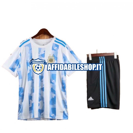 Maglia Argentina 2021 Bambino 3-13 anni Manica Corta, Gara Home