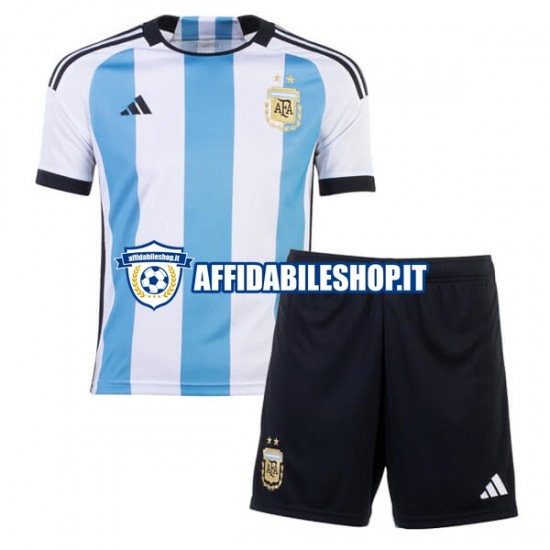 Maglia Argentina World Cup 2022 Bambino 3-13 anni Manica Corta, Gara Home