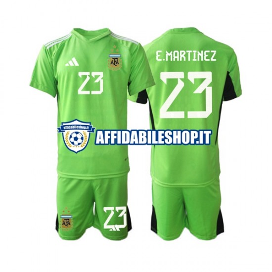 Maglia Argentina Portiere Emiliano Martinez 23 World Cup 2022 Bambino 3-13 anni Manica Corta, Gara Home