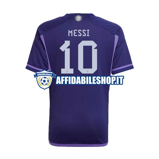 Maglia Argentina Lionel Messi 10 World Cup 2022 Uomo Manica Corta, Gara Away