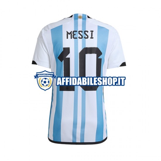 Maglia Argentina Lionel Messi 10 World Cup 2022 Uomo Manica Corta, Gara Home