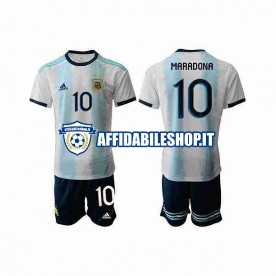 Maglia Argentina Maradona 10 2019-2020 Bambino 3-13 anni Manica Corta, Gara Home