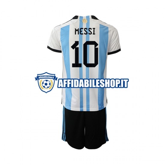 Maglia Argentina Messi 10 World Cup 2022 Bambino 3-13 anni Manica Corta, Gara Home