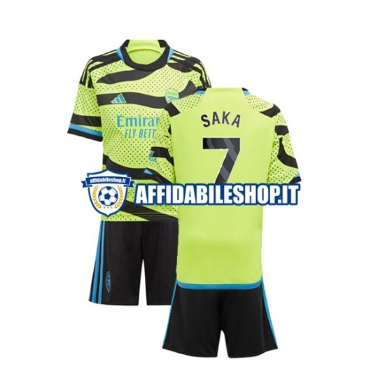 Maglia Arsenal Saka 7 2023-2024 Bambino 3-13 anni Manica Corta, Gara Away