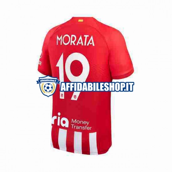 Maglia Atlético Madrid Alvaro Morata 19 2023-2024 Uomo Manica Corta, Gara Home