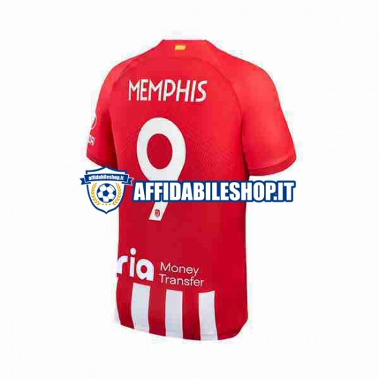 Maglia Atlético Madrid Memphis Depay 9 2023-2024 Uomo Manica Corta, Gara Home