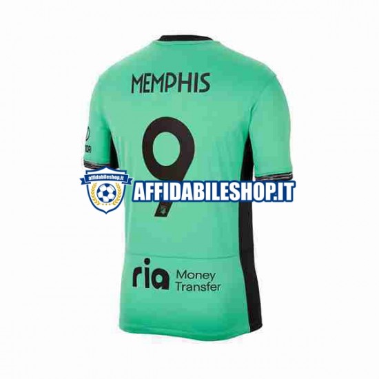 Maglia Atlético Madrid Memphis Depay 9 2023-2024 Uomo Manica Corta, Gara Terza