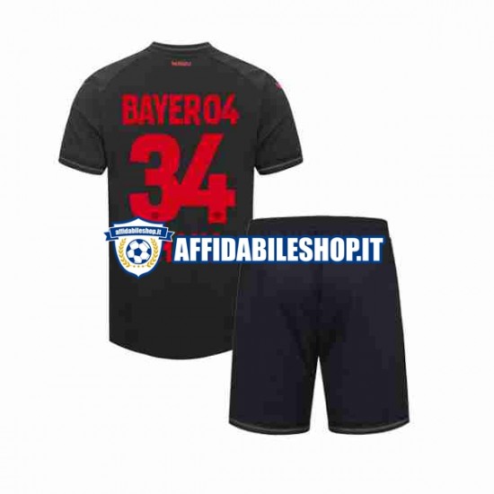 Maglia Bayer 04 Leverkusen Granit Xhaka 34 2023-2024 Bambino 3-13 anni Manica Corta, Gara Home