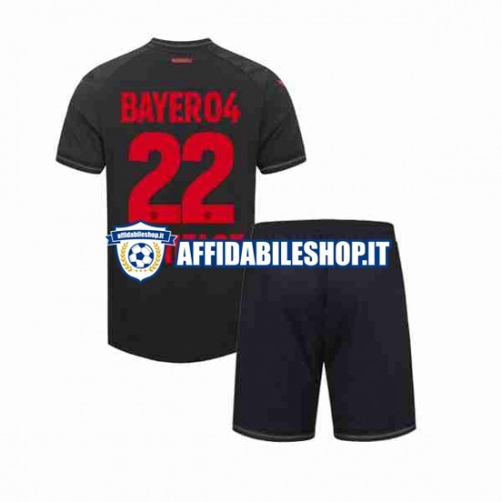 Maglia Bayer 04 Leverkusen Victor Boniface 22 2023-2024 Bambino 3-13 anni Manica Corta, Gara Home