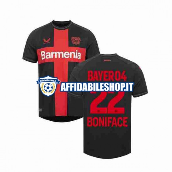 Maglia Bayer 04 Leverkusen Victor Boniface 22 2023-2024 Uomo Manica Corta, Gara Home