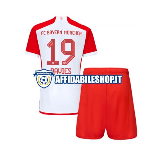 Maglia FC Bayern München Alphonso Davies 19 2023-2024 Bambino 3-13 anni Manica Corta, Gara Home