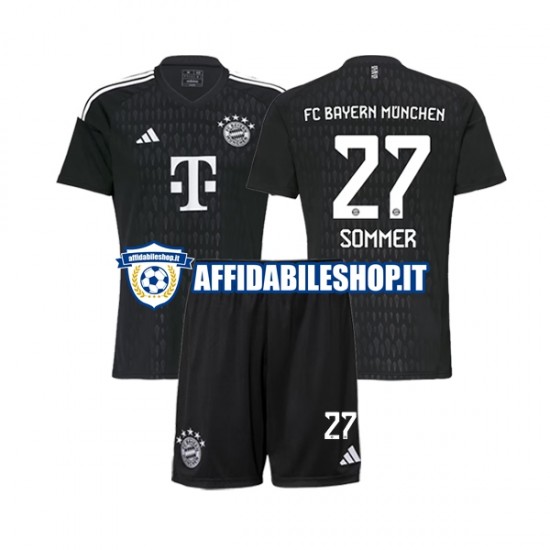 Maglia FC Bayern München Portiere Yann Sommer 27 2023-2024 Bambino 3-13 anni Manica Corta, Gara Home