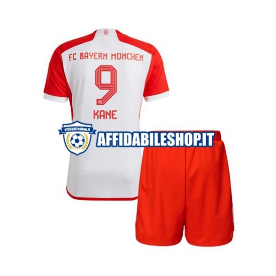 Maglia FC Bayern München Harry Kane 9 2023-2024 Bambino 3-13 anni Manica Corta, Gara Home