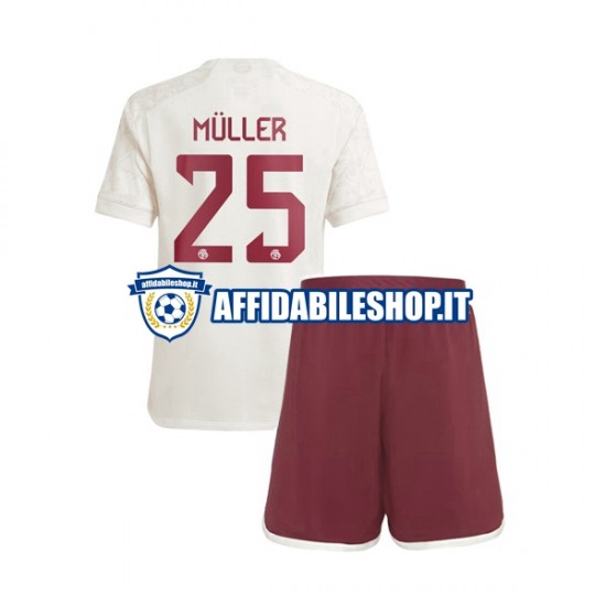 Maglia FC Bayern München Thomas Muller 25 2023-2024 Bambino 3-13 anni Manica Corta, Gara Terza