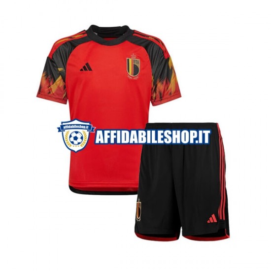 Maglia Belgio World Cup 2022 Bambino 3-13 anni Manica Corta, Gara Home