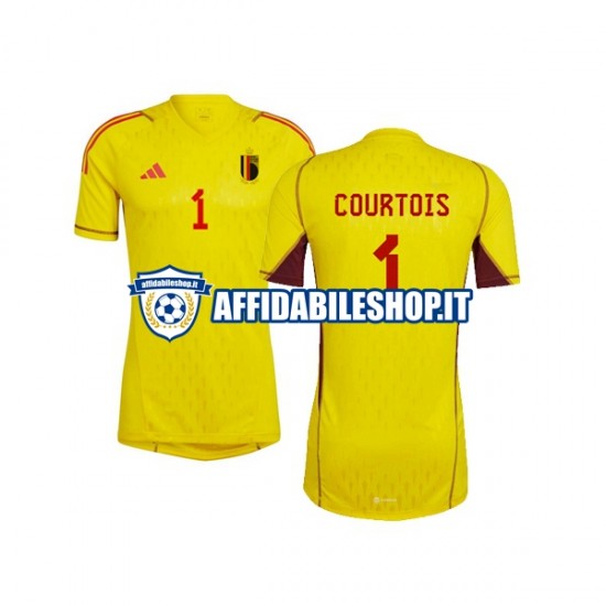 Maglia Belgio Portiere Courtois 1 World Cup 2022 Uomo Manica Corta, Gara Away